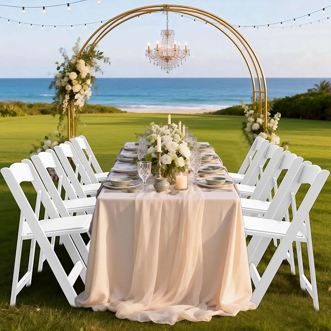 Nazhura Garden and Patio Folding Chair Set of 4 for Events and Wedding, Lightweight with Padded Seat, Water-Proof, Double Braced Frame, Non-Slip Feet, 900LB Capacity (White)