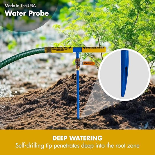 T&T Tools 48 Inch Water Probe - Steel Deep Root Irrigator for Trees - Professional Drip Irrigation Tool with Self Drilling Tip- Brass Valve -Deep Drip Watering Stakes for Efficient Deep Root Hydration