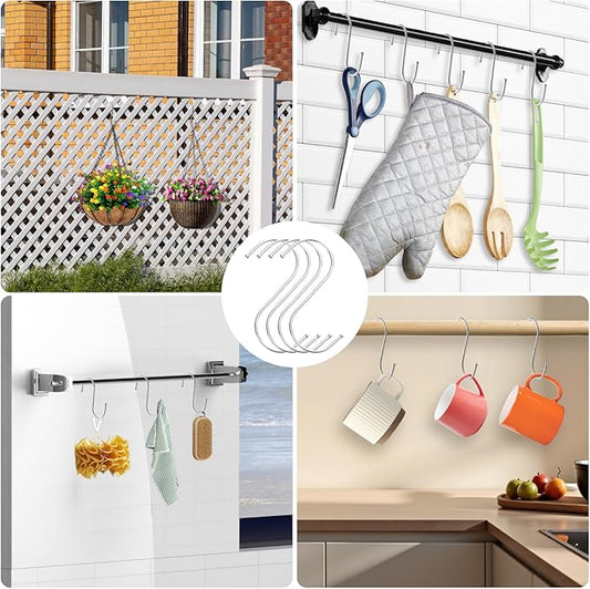 Sinoer Tool Organizer Wall Mount, 96 Inch Garage Storage Wall Organizer, Garden Tool Storage Rack with 18 Hooks+ 4 S-hooks & 2 straps - suitable for ski equipment, shovels, rakes,chairs