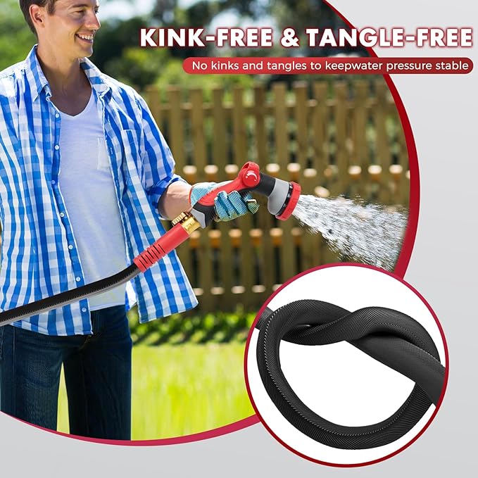 Panyee Upgraded 100FT Non-Expanding Garden Hose, Lightweight, Flexible Ultra-Light Water Hose, Burst-Resistant, Lead-Free, Anti-Kink, High-Pressure