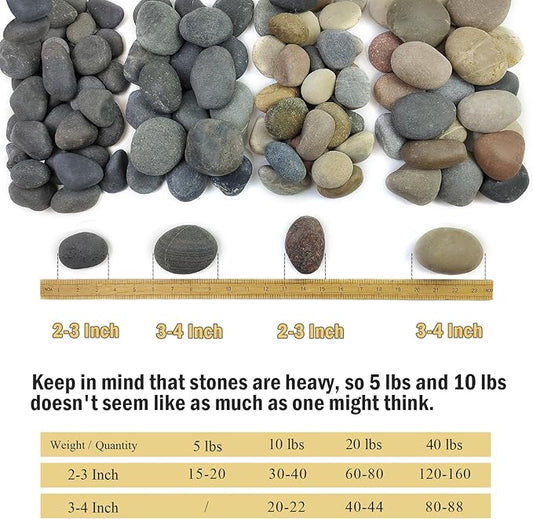 FANTIAN 5 lbs Black Stones Pebbles for Planters, 2-3 Inch Natural Decorative Black River Rocks for Outdoor Landscaping, Aquarium, Garden, Walkways, Fountain and Painting Rocks