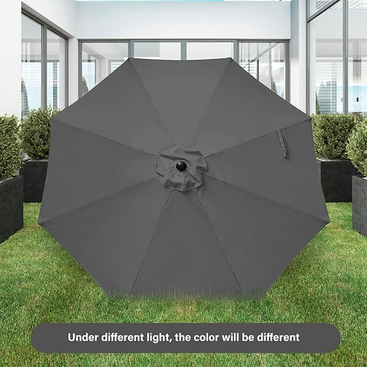 Simple Deluxe 2 Pack 9FT Outdoor Patio Umbrella Table Market Umbrella with Push Button Tilt and Crank, 8 Sturdy Ribs, UV Protection Waterproof for Garden, Lawn, Deck, Backyard, Pool, Grey