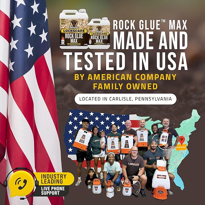 Petra Max Rock Glue for Landscaping, 4 Gal - Wide Coverage & Pet Safe Mulch Glue for Rocks - Lockdown Gravel/Pebbles/Stones - Sticky Clear Gravel Binder & Decomposed Granite Stabilizer (1Gal x4)