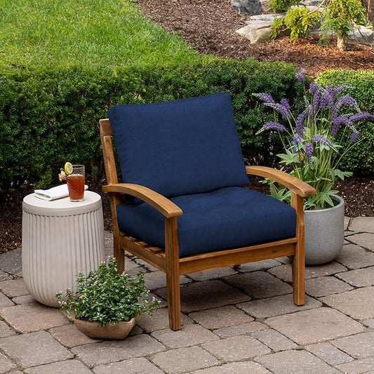 ARDEN Outdoor Plush Modern Tufted Blowfill Deep Seat Set, 24 in x 24 in, Weather-Proof, Rain-Proof, Fade Resistant Patio Cushion, Ultra Cozy 24 x 24, Sapphire Blue Leala
