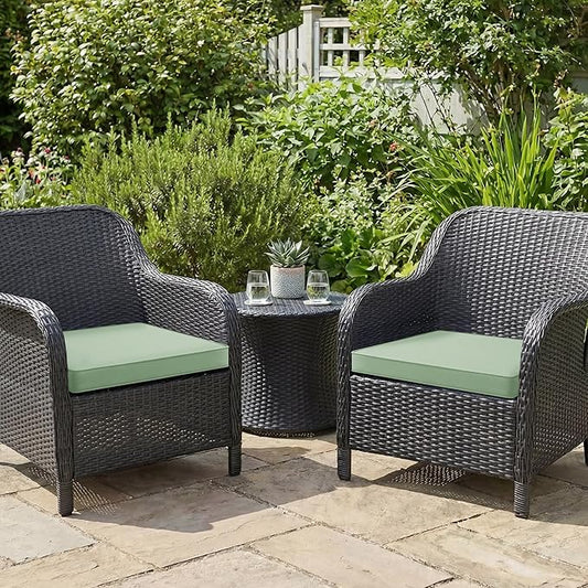 Outdoor Chair Cushions Set of 2: Waterproof & Fade Resistant Seat Cushion for Patio Furniture - 18.5 x 16 x 2 Inch Chair Pads with Ties and Hidden Zipper - Chair Cushion Replacement, Sage Green
