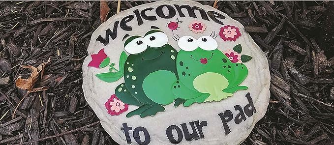 Spoontiques - Garden Décor - Welcome to Our Pad Stepping Stone - Decorative Stone for Garden