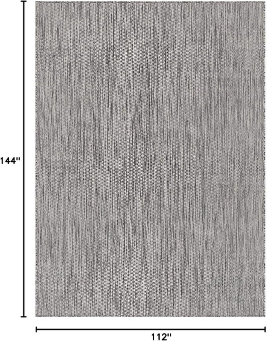 Beverly Rug Indoor Outdoor Rug 9x12, Washable Outside Carpet for Patio, Deck, Porch, Solid Modern Area Rug, Water Resistant, Silver Gray