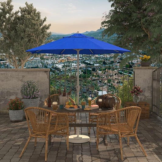 California Umbrella 7.5' Rd Aluminum Patio Umbrella, Crank Lift, Auto Tilt, White Finish