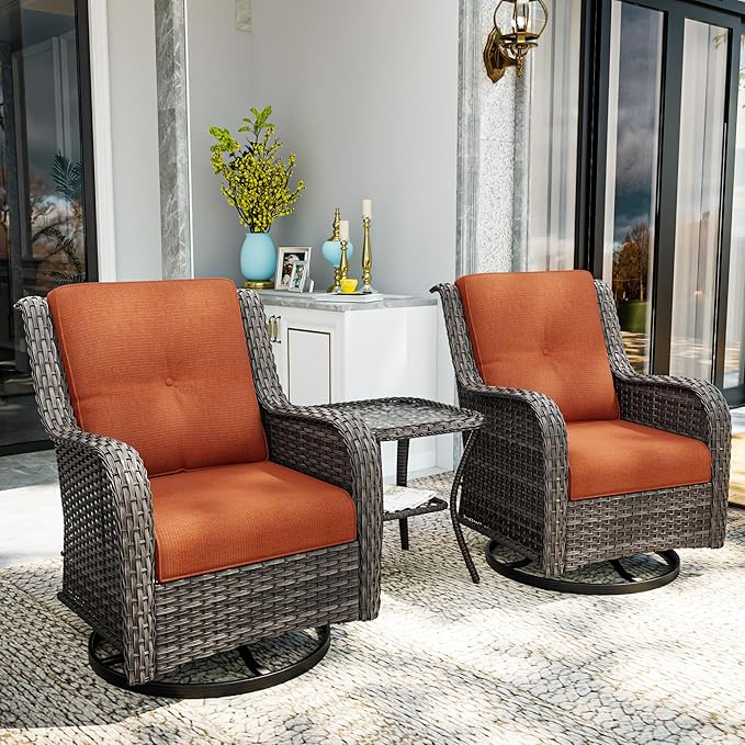 Outdoor Chair Cushions Set for Patio Furniture, 22x25/22x24 Inch, Waterproof & Fade Resistant Patio Chair Cushions, Thick Patio Furniture Cushion for Chair, Sofa, and Couch (Orange, 1 Set)
