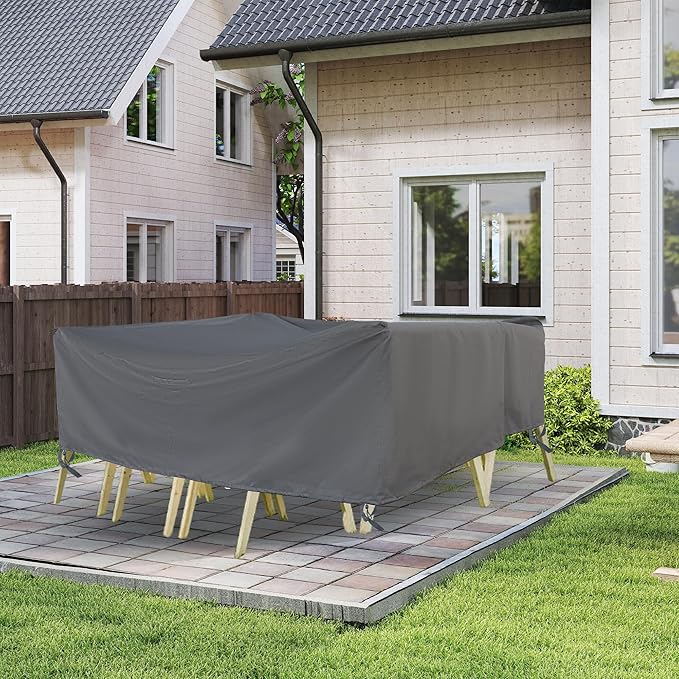 Outdoor Furniture Covers, Rectangular patio table cover, Waterproof for Outdoor patio set cover, Dining table cover, 86"W x 47"D x 31"H Grey