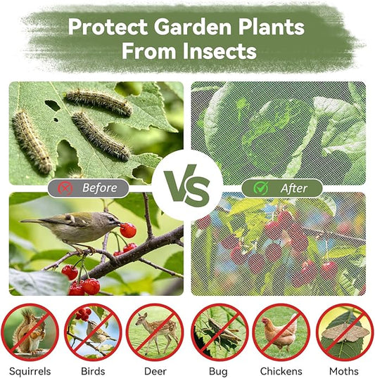 Garden Mesh Netting, 8 * 26 FT Ultra Fine Plant Netting Covers Pest Barrier Row Cover Net for Raised Beds Tree Protect Greenhouse Fruit Vegetable Flowers from Birds Bugs