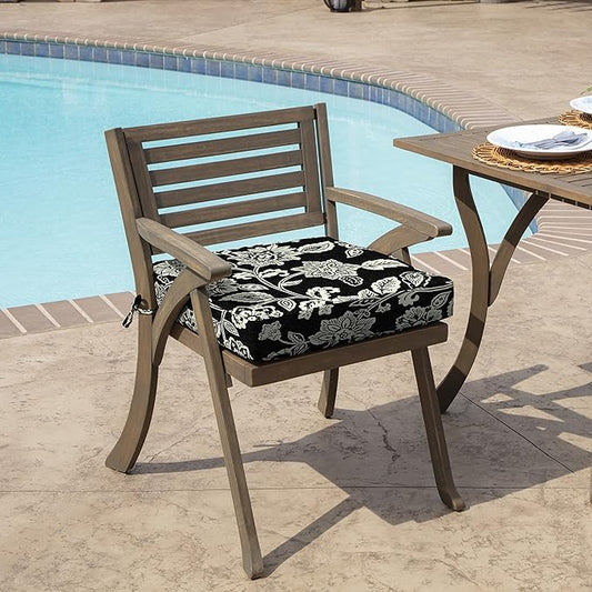 Arden Foam Outdoor Seat Cushions (2-Pack), 19 x 19, Premium High-Density Foam, Never Flattens, Weather-Proof for Outdoor Chairs Ashland Black Jacobean