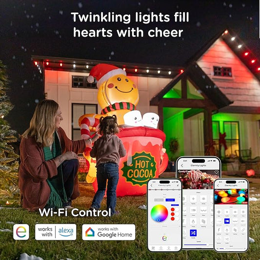 Enbrighten VIBE Eternity Permanent Outdoor Lights, 50ft, 36 RGBWIC LEDs, Smart Everyday Accent Lights, IP67 Waterproof, Compatible with Alexa, Google Home, White, 81102
