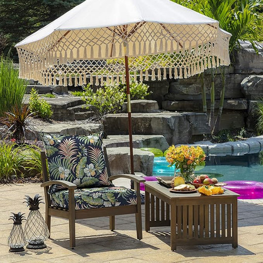 Arden Outdoor Deep Seat Cushion Set (4-Pack), 24 in x 24 in, Weather-Proof, Rain-Proof, Fade Resistant Patio Cushion for Chair, Sofa, and Couch Simone Blue Tropical