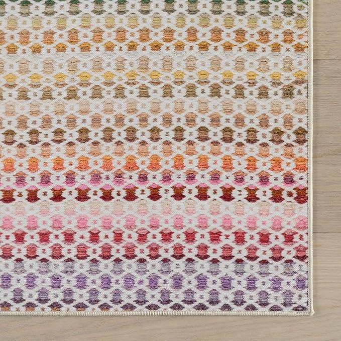 Dash & Albert Poppy Multi Machine Washable Rug, 8.5 X 11.5 Feet, Multicolored Geometric Pattern