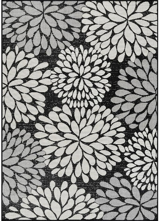 Beverly Rug Outdoor Rug 10x14 Modern Exotic Tropical Leaf Area Rugs for Indoor and Outdoor Patio Deck Porch Garden Water Resistant Washable Outside Carpet (10 x 14 Dark Gray)