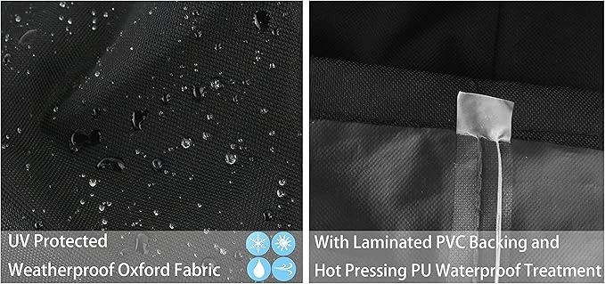 RosieLily Round Patio Table Chair Set Cover Outdoor Furniture Cover Round Heavy Duty Waterproof UV Resistant Covers for Outdoor Circular Dining Table & Chairs, 71" Dx23.6 H, 1 Pack, Black