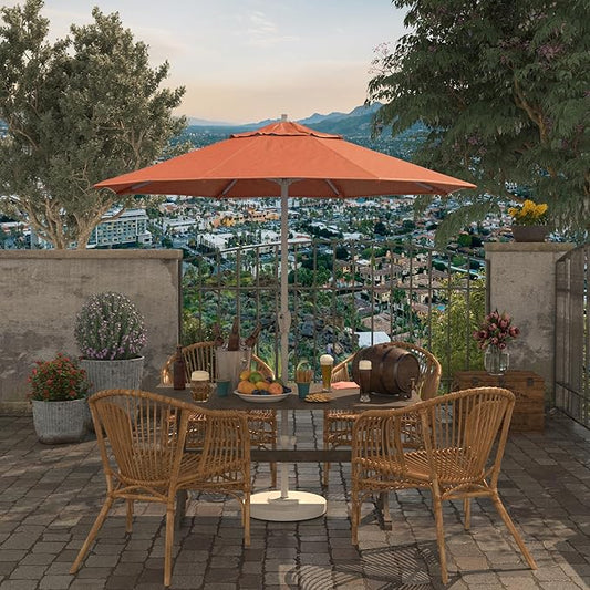 California Umbrella 7.5' Rd Aluminum Patio Umbrella, Crank Lift, Auto Tilt, White Finish