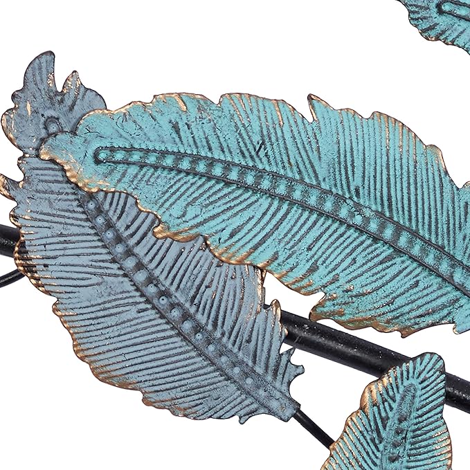 Deco 79 Metal Leaf Home Wall Decor Wall Sculpture with Black Stems, Wall Art 31" x 2" x 45", Blue