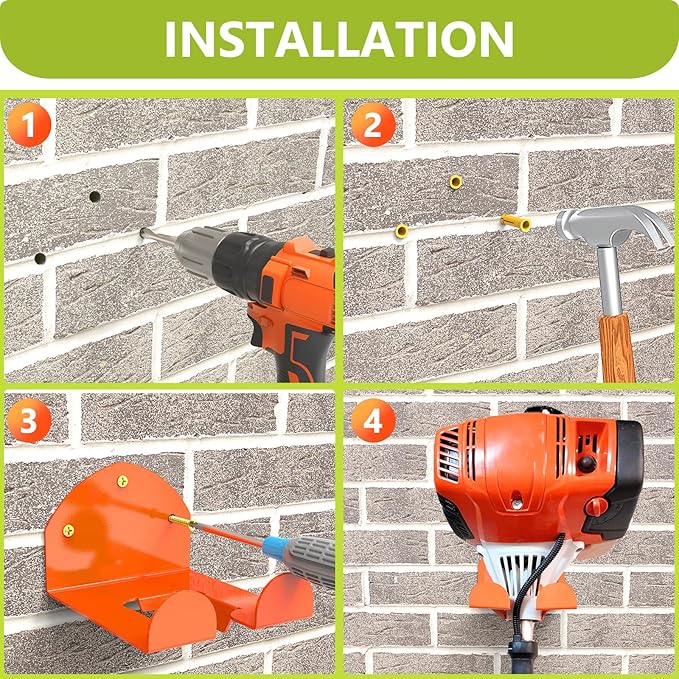 Garage Organizer Grass Trimmer Rack Heavy Duty Weed Eater Hanger Trimmer Hanger Garden Power Tool Hanger for Grass Trimmer, Hedge Trimmer, Garage Trimmer Garden Tools