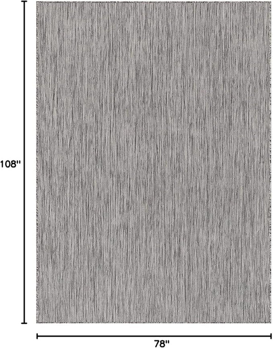 Beverly Rug Indoor Outdoor Rug 6x9, Washable Outside Carpet for Patio, Deck, Porch, Solid Modern Area Rug, Water Resistant, Silver Gray