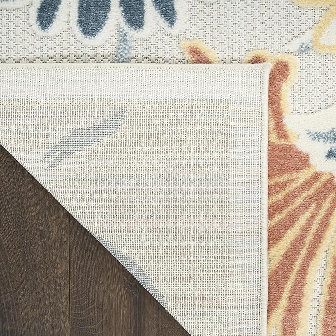 Nourison Aloha Ivory Rose 2'8" x 4' Area Rug - Easy Clean, Non Shedding, Bed Room, Living Room, Dining Room, Kitchen (3' x 4')
