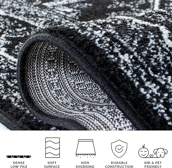 SAFAVIEH Adirondack Collection Runner Rug - 2'6" x 8', Black & Ivory, Oriental Medallion Design, Non-Shedding & Easy Care, Ideal for High Traffic Areas in Living Room, Bedroom (ADR108Z)