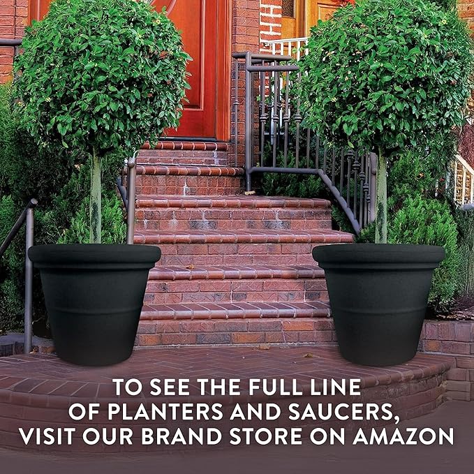 The HC Companies Terrazzo Large Round Plastic Plant Pot w/Rolled Rim - Lightweight & UV Resistant Gardening Pot for Herbs & More - Outdoor & Indoor Plant Pots w/Drainage (20” Clay)