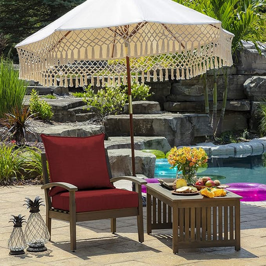 Arden Outdoor Deep Seat Cushion Set (4-Pack), 24 in x 24 in, Weather-Proof, Rain-Proof, Fade Resistant Patio Cushion for Chair, Sofa, and Couch Ruby Red Leala