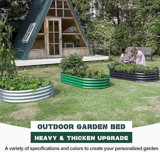 Land Guard 8×4×1 ft Galvanized Raised Garden Bed Kit,Raised Garden Boxes Outdoor, Oval Metal Raised Garden Beds for Vegetables……