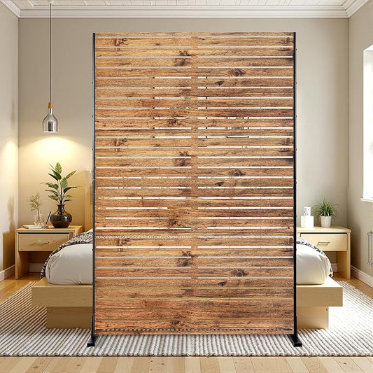 Metal Privacy Screen Outdoor Privacy Screen, Freestanding Fence Panel for Outside, 72''H×47''W, Decorative Screen Panel for Backyard/Patio/Deck