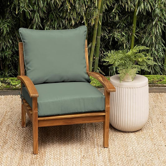 Arden earthFIBER Outdoor Deep Seat Cushion Set (2-Pack), 24 in x 24 in, Weather-Proof, Rain-Proof, Fade Resistant Patio Cushion for Chair, Sofa, and Couch Sage Green Texture