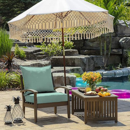 Arden Outdoor Deep Seat Cushion Set (2-Pack), 24 in x 24 in, Weather-Proof, Rain-Proof, Fade Resistant Patio Cushion for Chair, Sofa, and Couch Aqua Leala
