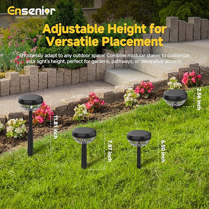 Ensenior 8 Pack Solar Pathway Lights, Multicolor & Warm White LED, IP65 Waterproof, Garden Back Yard Solar Lights Outdoor Decorative