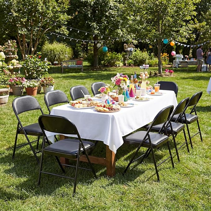 Sweetcrispy Folding Chair 10 Pack, Leather Padded Folding Chairs, Sturdy Metal Foldable Chairs, Easy to Use and Store, Outdoor and Indoor, for Home, Office, Party, Comfy