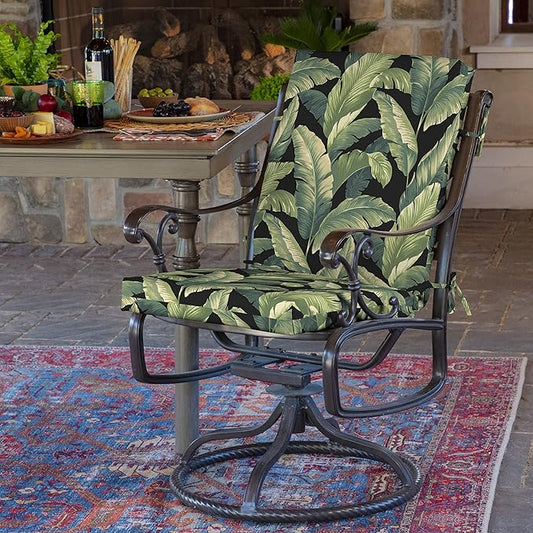 Arden 2-Pack Outdoor Patio Dining Chair Cushion, 20x44, Rain-Proof Seat Pad, Fade-Resistant Outdoor Cushion Onyx Cebu