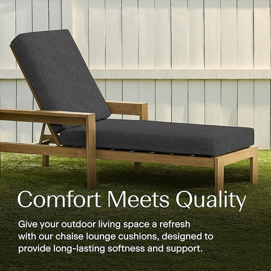 Honeycomb Outdoor Heritage Chaise, 22.5" W x 70" L, Textured Solid Charcoal Grey Chair Cushion for Patio Furniture