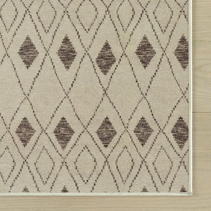 Dash & Albert Chandler Tan Machine Washable Rug, 9.5 X 13.5 Feet, Tan Geometric Pattern
