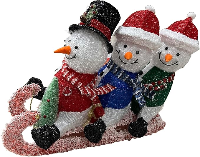Alpine Corporation 29" H Let It Snow White Fabric Snowman with LED Lights, Indoor and Outdoor Christmas Decor