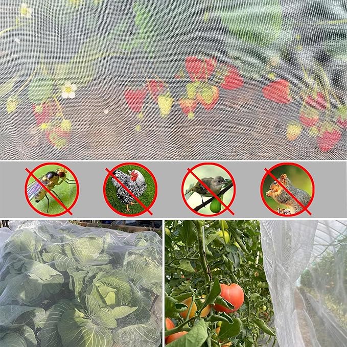 10x13Ft Garden Netting Mesh Plant Covers to Keep Small Animals Pest Out Protect Fine Insect Pest Barrier Bird Raised Bed Cover for Vegetables Fruits Flowers