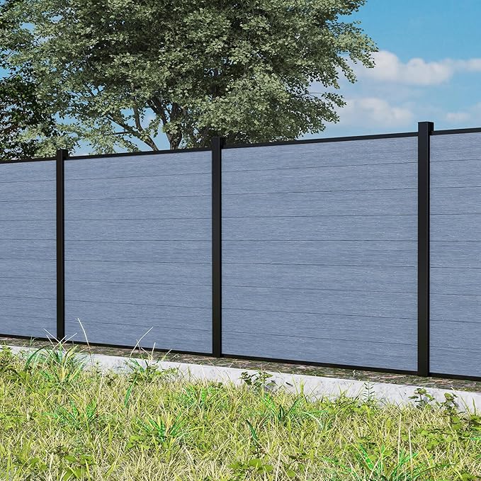 72" W x 72" H Outdoor Privacy Fence with Sturdy Alloy Post, Tall Wind Resistant Fence Covering Privacy for Yard Backyard Garden and Swimming Pool(Grey,1 Post)