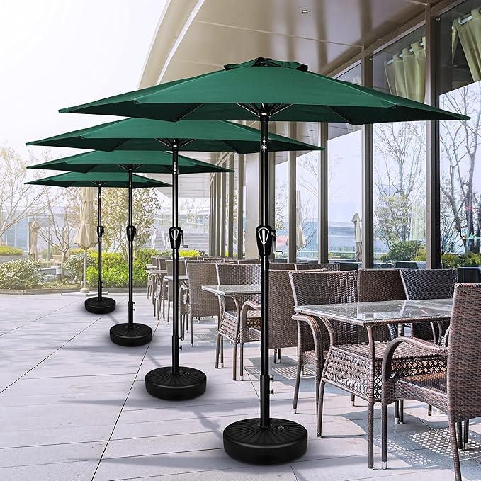 Simple Deluxe 9' Patio Umbrella Outdoor Table Market Yard Umbrella with Push Button Tilt/Crank, 8 Sturdy Ribs for Garden, Deck, Backyard, Pool, Green