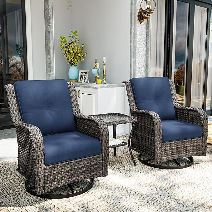 Outdoor Chair Cushions Set for Patio Furniture, 22x25/22x24 Inch, Waterproof & Fade Resistant Patio Chair Cushions, Thick Patio Furniture Cushion for Chair, Sofa, and Couch (Blue, 2 Set)