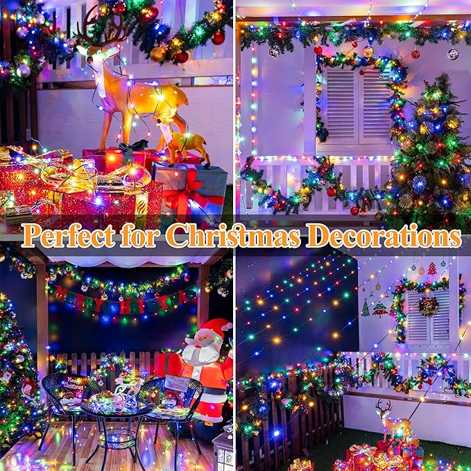 2 Pack Solar String Lights Total 240LED 80FT, IP67 Waterproof Solar Lights for Outside with 8 Modes, Upgraded Solar Panel Fairy Lights for Garden Party Wedding Decorations (Multicolor) …