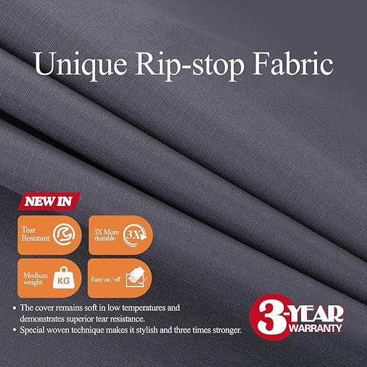 WJ-X3 Large Grey Heavy-Duty Patio Table Cover, 136x88x36in, Waterproof, Wind-Resistant, Anti-Fade - Ideal for Sectional Outdoor Furnitue Sets