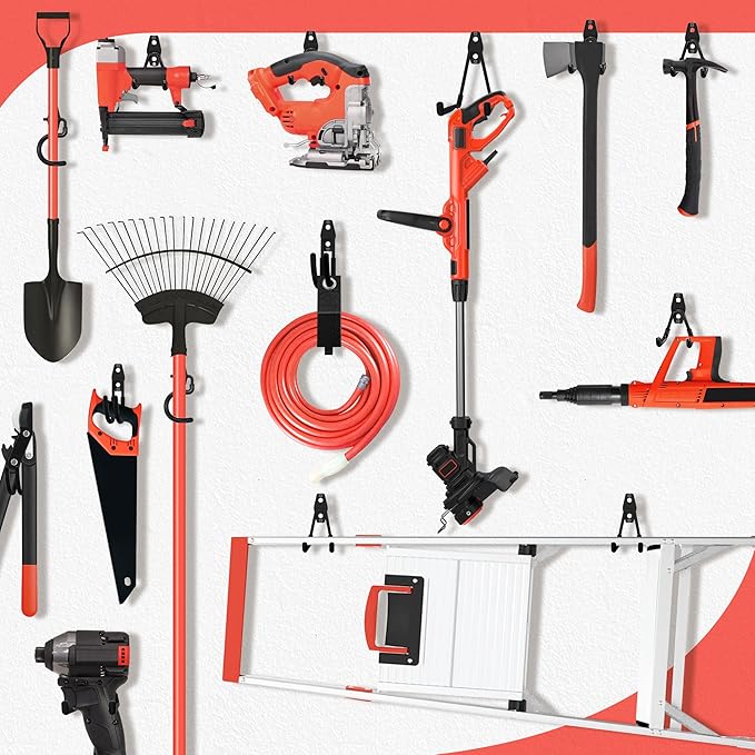 18 Pack Garage Hooks Heavy Duty - Anti-Slip Coating, Garage Storage Hooks for Hanging Bike,Ladder,Garden Tools,Hose