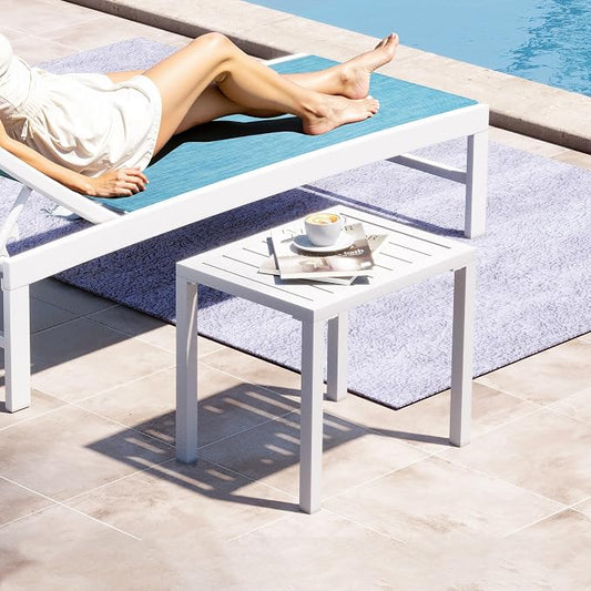 Crestlive Products Outdoor Side Table,Aluminum Rectangular Side/End Table, Small Patio Coffee Bistro Table for Outdoor Indoor