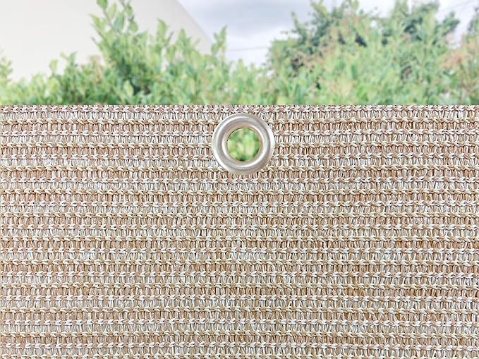 Alion Home© Elegant Privacy Screen Windscreen Mesh for Backyard Deck, Patio, Balcony, Fence, Pool, Porch, Railing. (4' X 14', Banha Beige)