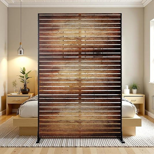 Metal Privacy Screen Outdoor Privacy Screen, Freestanding Fence Panel for Outside, 72''H×47''W, Decorative Screen Panel for Backyard/Patio/Deck
