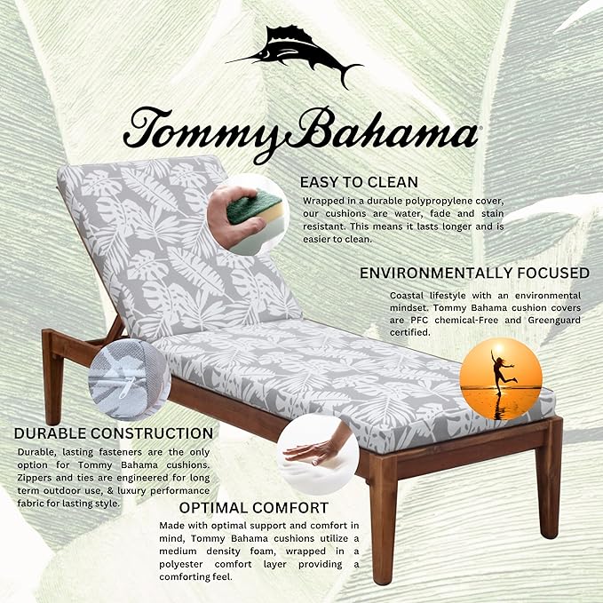 Tommy Bahama Chaise Cushion, 23" X 75" X 2.5", Tropical Chrome